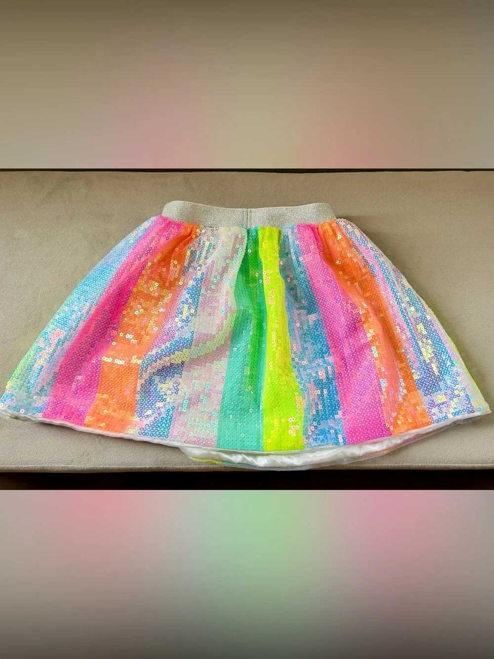 Lola & The Boys Girls Rainbow Sequin Skirt
